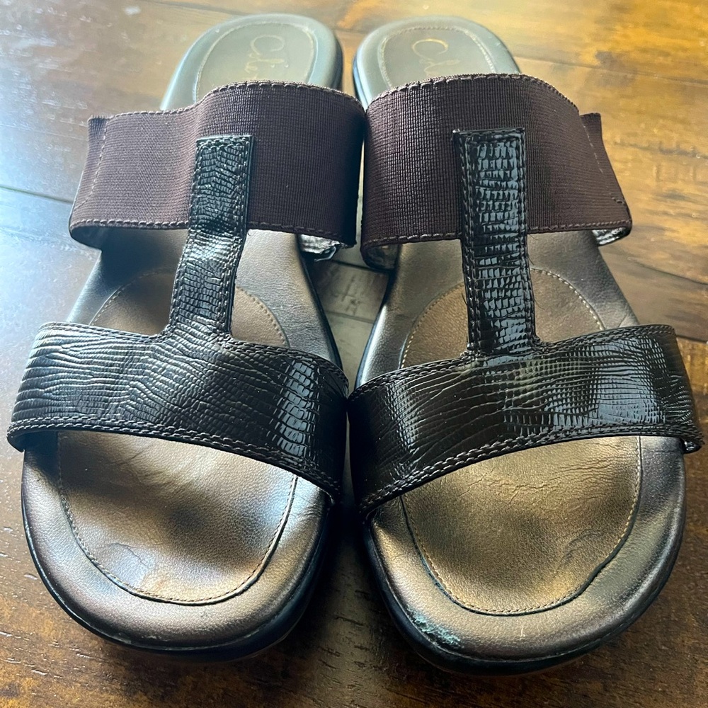 Nike Air/Cole Haan Woman's Brown Wedge Slingback Sandals,Size 9.5 B.